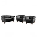 Ver imagem 1 de Conjunto de Sofás Realeza 4 Lugares Fixo Preto Veludo Bella Decor