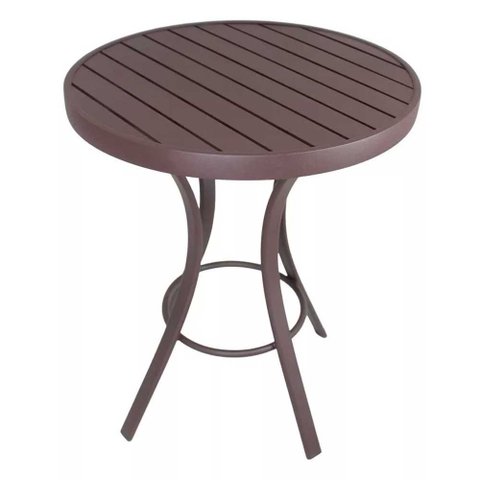 Mesa de Centro Emily com Tampo Ripado em Alumínio para Área, Jardim, Edícula, Piscina e Decoração Tr