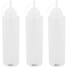 Kit 3 Bisnagas Plásticas 1l Flexíveis Weck para Molhos Caldas Maionese Transparente - 1