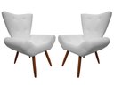 Ver imagem 1 de Kit 2 Poltronas Decorativa Emilia Couro Branco Pés Madeira Mz Decor
