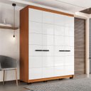 Ver imagem 1 de Roupeiro Solteiro Lisboa 4 Portas 4 Gavetas 161x214cm Freijó/Branco 240842