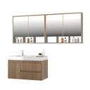 Ver imagem 4 de Conjunto Gabinete para Banheiro com Espelheira Floripa Marrom/Noce