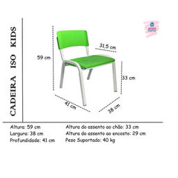 Kit 6 Cadeiras Iso Infantil Escolar e Creche - 6