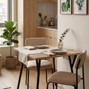 Ver imagem 1 de Conjunto Sala de Jantar MA1036A 90x90cm Aveiro + 2 Cadeiras CR2046 Courino Bege Preto