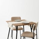 Ver imagem 2 de Conjunto Sala de Jantar MA1036A 90x90cm Aveiro + 2 Cadeiras CR2046 Courino Bege Preto
