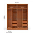 Ver imagem 4 de Guarda-roupa Casal Porto 4 Portas 4 Gavetas Freijó/azul - Politorno