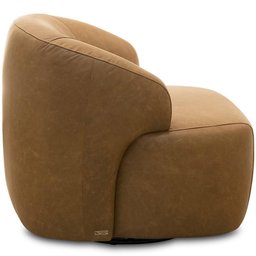 Poltrona Decorativa Orgânica Giratória para Sala Living Barolo L06 Couro Camel - Lyam Decor - 3