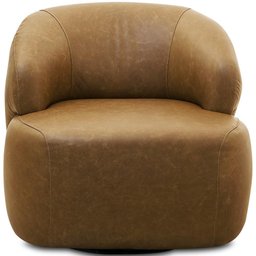 Poltrona Decorativa Orgânica Giratória para Sala Living Barolo L06 Couro Camel - Lyam Decor - 6