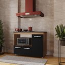 Ver imagem 2 de Balcão Cooktop Ana 4 Bocas 114m com Nicho para Forno e 3 Portas - Savana/preto Móblis