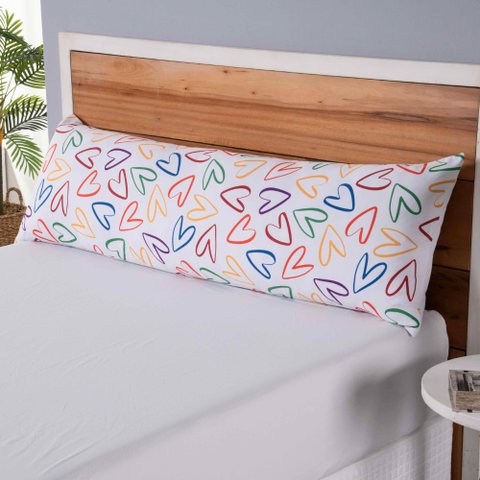 Capa para Travesseiro Fofuxão Colorido 1,46m X 46cm com Zíper Estampado:love