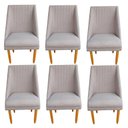 Ver imagem 1 de Kit 06 Cadeiras para Sala de Jantar Ana Pés Palito Linho Bege - D'classe Decor