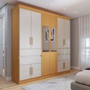 Ver imagem 1 de Guarda-roupa Casal Triano 10 Portas 4 Gavetas com Espelho Cinamon/off White - Panorama Móveis