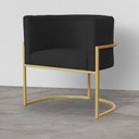 Ver imagem 1 de Poltrona Decorativa Estofada Base de Ferro Sala Luana Suede Preto - LM DECOR