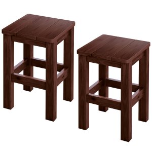 Kit 2 Banquetas Baixa Nemargi Madeira Maciça Cor Castanho