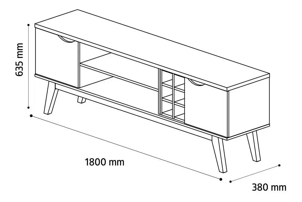 Rack Com Painel Para TV 60 Polegadas Sala De Estar Retro Prism:Off White/Cumaru - 7