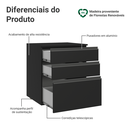 Ver imagem 4 de Balcão de Cozinha 60 cm 3 Gavetas Suspenso Preto Nice Madesa