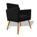 Ver imagem 2 de Kit Decorativo Duas Poltrona Nina Retro Pés Palito Suede Preto com Roda Pé Eli Móveis