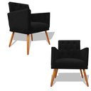 Ver imagem 1 de Kit Decorativo Duas Poltrona Nina Retro Pés Palito Suede Preto com Roda Pé Eli Móveis