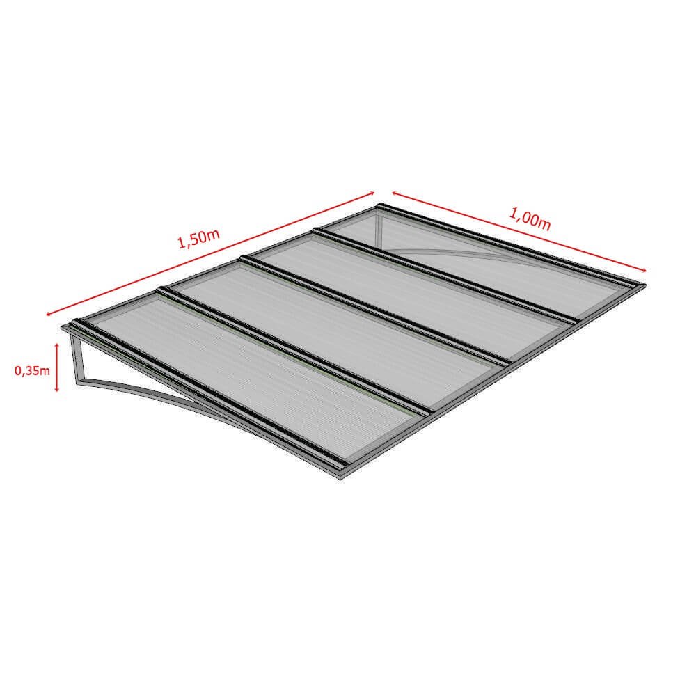 Toldo Fixo Policarbonato Alveolar Branco - 1,50m X 1,00m - Estrutura Branca - 2