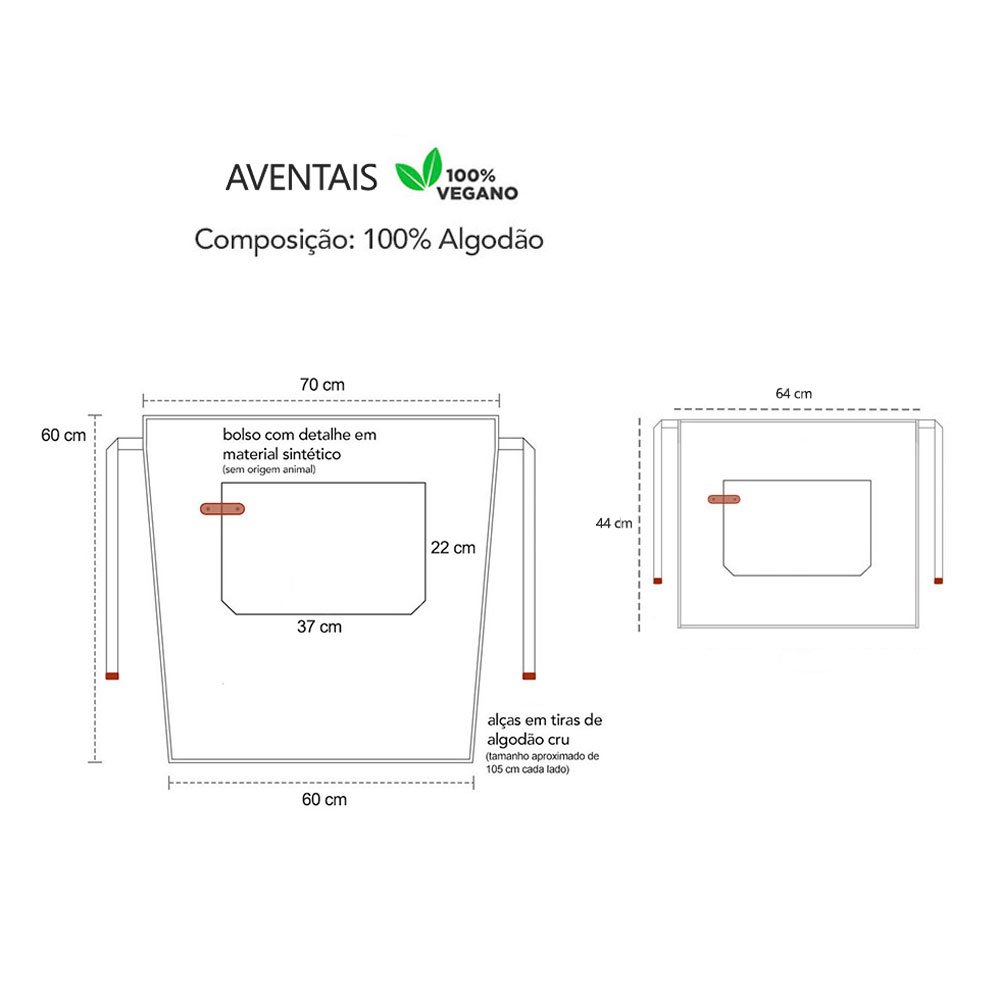 Avental Verde Cintura Algodao Restaurante Bar Vegano 2un - 4