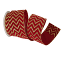 Ver imagem 2 de Fita Aramada Veludo Bordo com Dourado Comp 9.14m