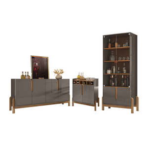 Conjunto Sala De Estar Completo Seville Cinza Pérola Cedro