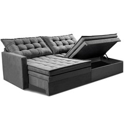 Sofá sem Caixa Retrátil Baú 2,00m Cama Inbox Secret Suede Velusoft Cinza - 8