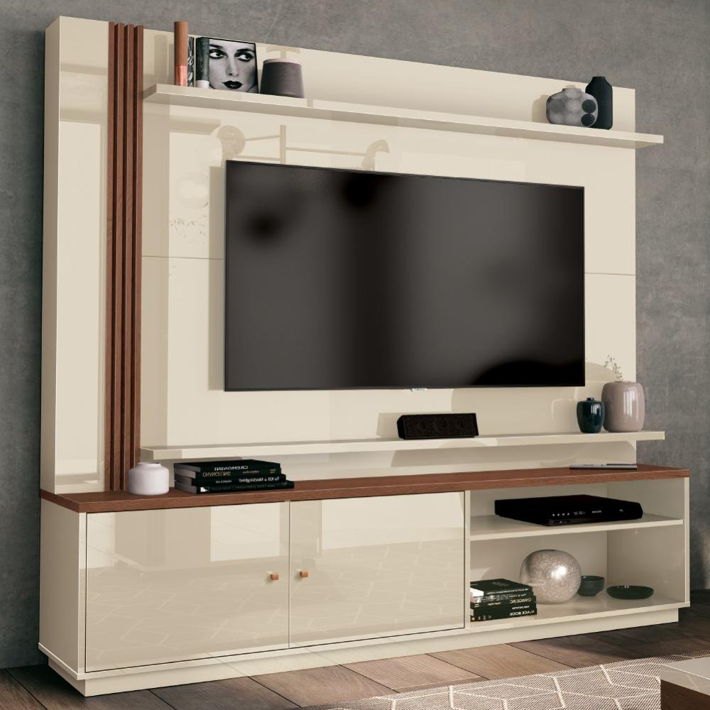 Estante Home Theater para Tv até 65 Polegadas 1,8m Royale Off White/naturale