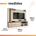 Ver imagem 3 de Estante Home Theater para Tv até 65 Polegadas 1,8m Royale Off White/naturale