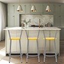 Ver imagem 6 de Kit 3 Banquetas para Balcão Flórida Prata 60cm Cozinha Gourmet Bistrô Bancada Piscina Área de Lazer