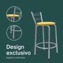 Ver imagem 4 de Kit 3 Banquetas para Balcão Flórida Prata 60cm Cozinha Gourmet Bistrô Bancada Piscina Área de Lazer