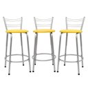 Ver imagem 1 de Kit 3 Banquetas para Balcão Flórida Prata 60cm Cozinha Gourmet Bistrô Bancada Piscina Área de Lazer