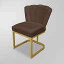 Ver imagem 2 de Kit 02 Cadeiras Flor Escritório Marrom - Base Ferro Dourado