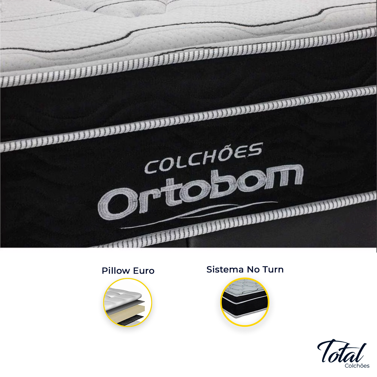 Cama Box Baú Bipartido Queen Preto e Colchão Elegant Superpocket Molas Ensacadas Ortobom - 4