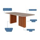 Ver imagem 4 de Mesa P/ Cozinha Ester C/ Tampo Madeirado C/ Vidro Reto 210x100cm Cinamomo/off White - Cimol