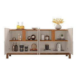 Conjunto Buffet e Cristaleira Jayce - Off White e Cedro - 6