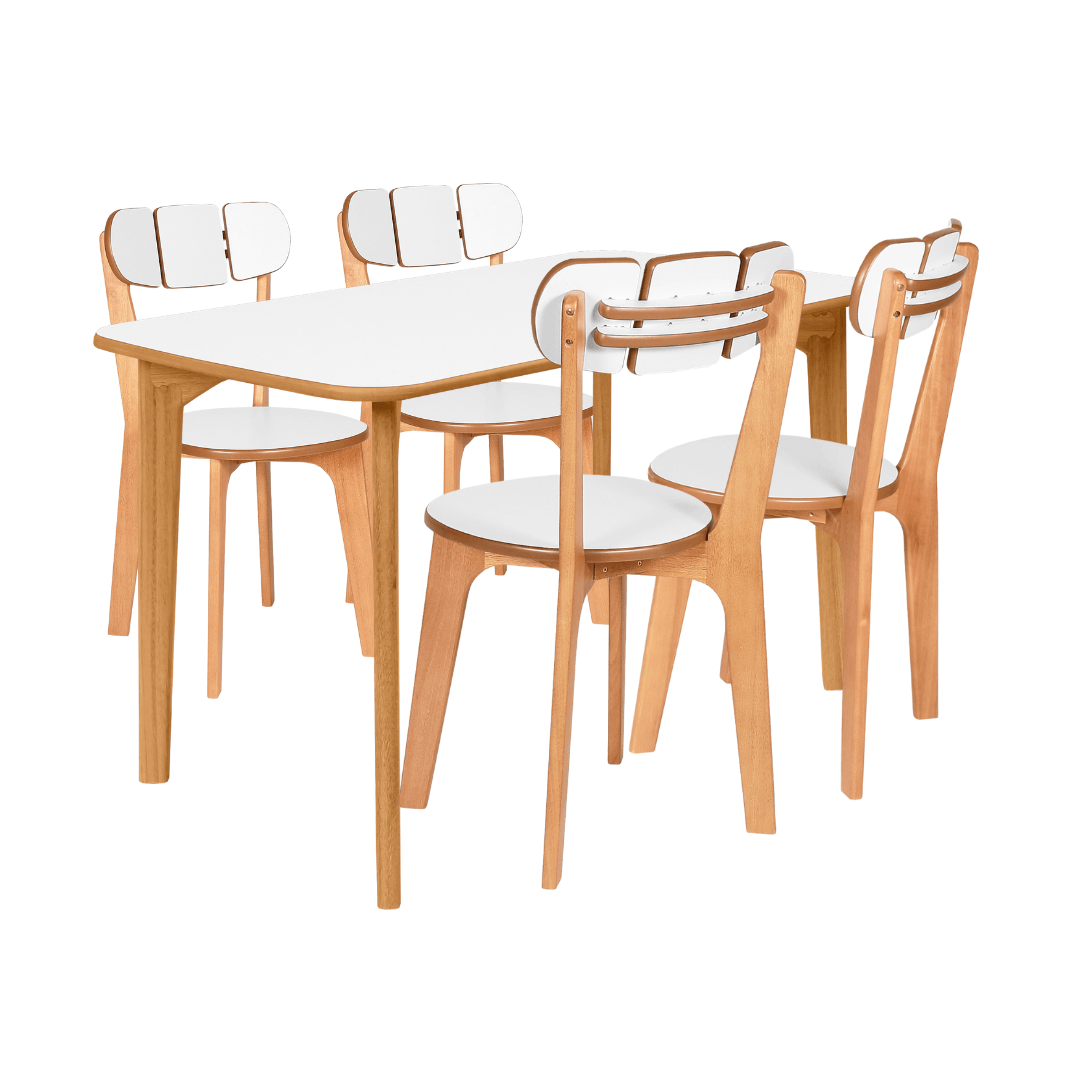 Conjunto Mesa de Jantar com 4 Cadeiras Divino Branco