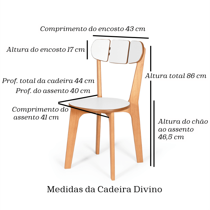 Conjunto Mesa de Jantar com 4 Cadeiras Divino Branco - 4