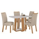 Ver imagem 2 de Conjunto Sala de Jantar Mesa Easy Pop 120x80cm Tampo Vidro/mdf com 4 Cadeiras Confort Linho Rinzai