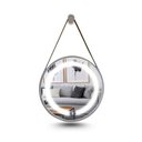 Ver imagem 1 de Espelho Redondo 50 Cm Adnet Iluminado 3 Leds Touch Screen com Alça Costurada - Branco Alça Caramelo