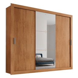Guarda Roupa Casal MDF com Espelho 3 Portas de Correr Carina Espresso Móveis - 3