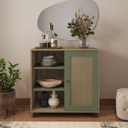 Buffet Charlotte 1 Porta Espaço para Decorações Carvalho/menta Artely Móveis - 2