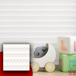 Papel de Parede Estampa Chevron Pastel Delicado Autocolante Lavável 3m - 3