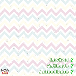 Papel de Parede Estampa Chevron Pastel Delicado Autocolante Lavável 3m - 4