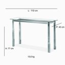 Ver imagem 3 de Aparador Moderno Tampo Vidro 8mm Base Aço Cromado 110cm Cinza Yescasa