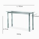 Ver imagem 3 de Aparador Moderno Tampo Vidro 8mm Base Aço Cromado 110cm