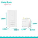 Ver mais imagens de Cômoda Infantil com Guarda Roupa 3 Portas Duda Branco Brilho - Phoenix Baby