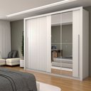 Ver imagem 1 de Guarda-roupa Casal Coliseu Ripado 2 Portas 4 Gavetas com Espelho Branco - Panorama Móveis