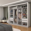 Ver imagem 2 de Guarda-roupa Casal Coliseu Ripado 2 Portas 4 Gavetas com Espelho Branco - Panorama Móveis