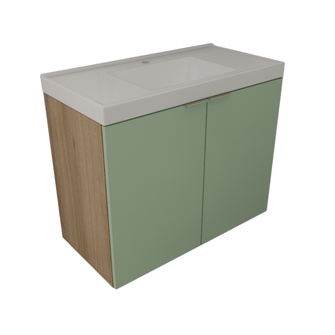 Gabinete de Banheiro com Cuba Vittare 79,6cm Estilare Gab5002 Carvalho/verde